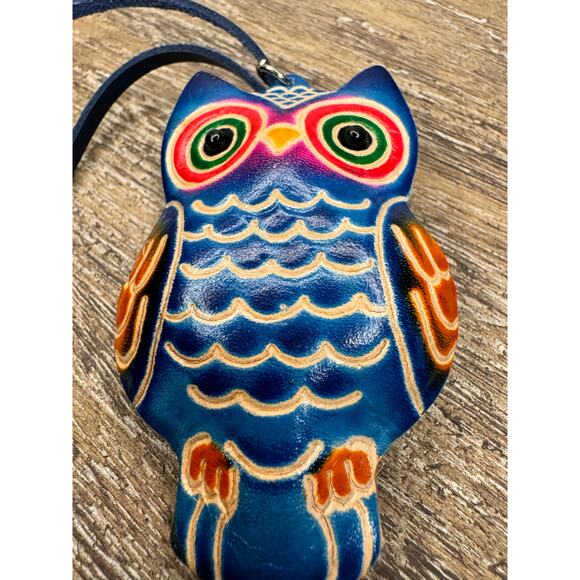 Genuine Leather Purse Charm Barn Owl Bag Charm Owls Leather Flair Farm Lover NEW - Picture 5 of 7